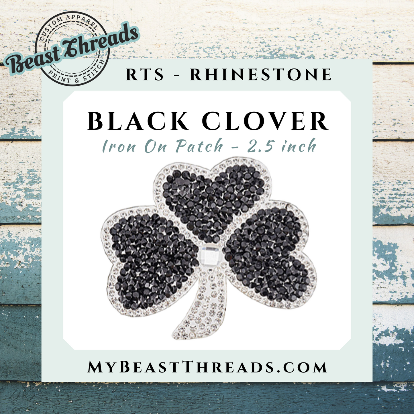 Black Clover Rhinestone Patch- RTS
