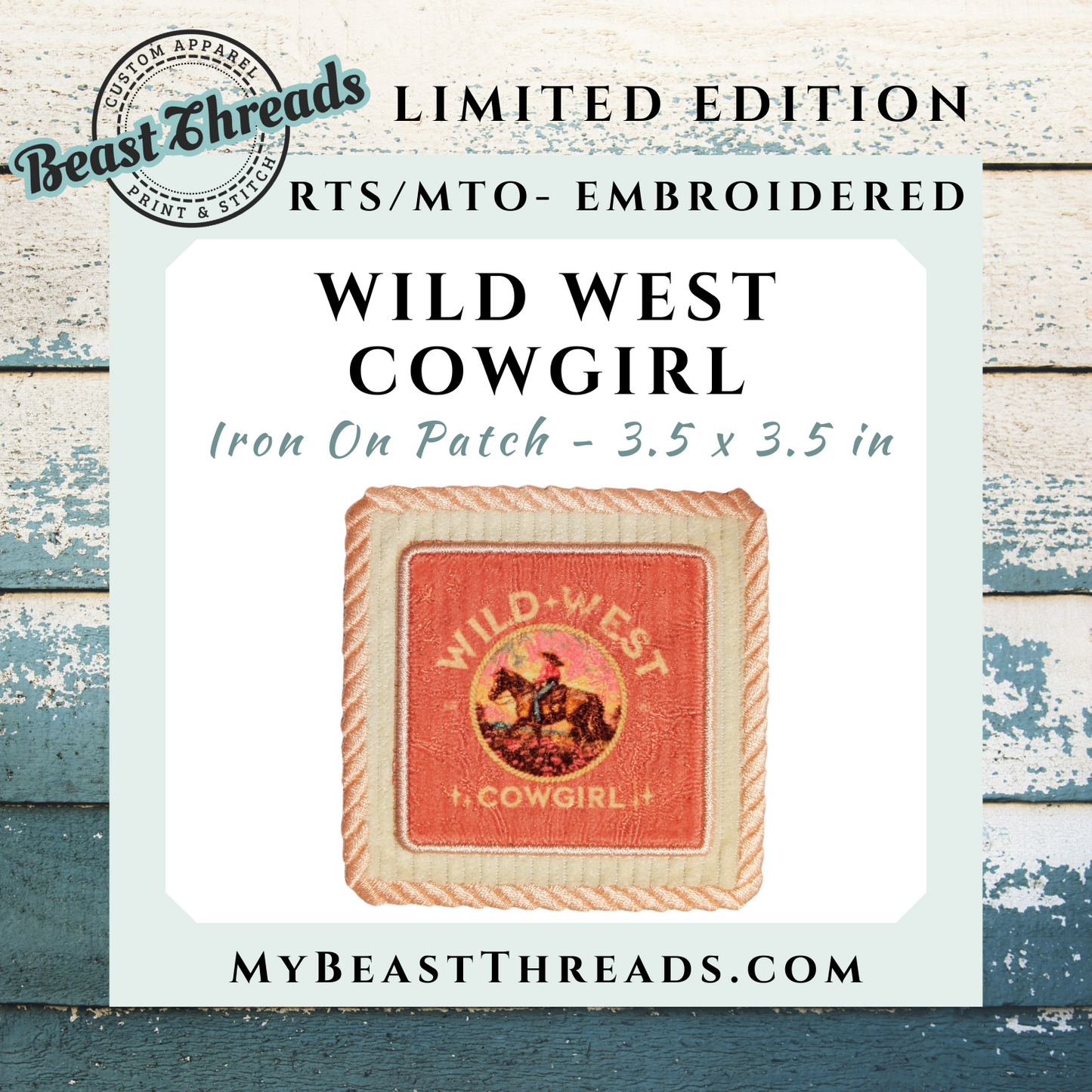 Wild West Cowgirl Embroidered Patch - RTS/MTO