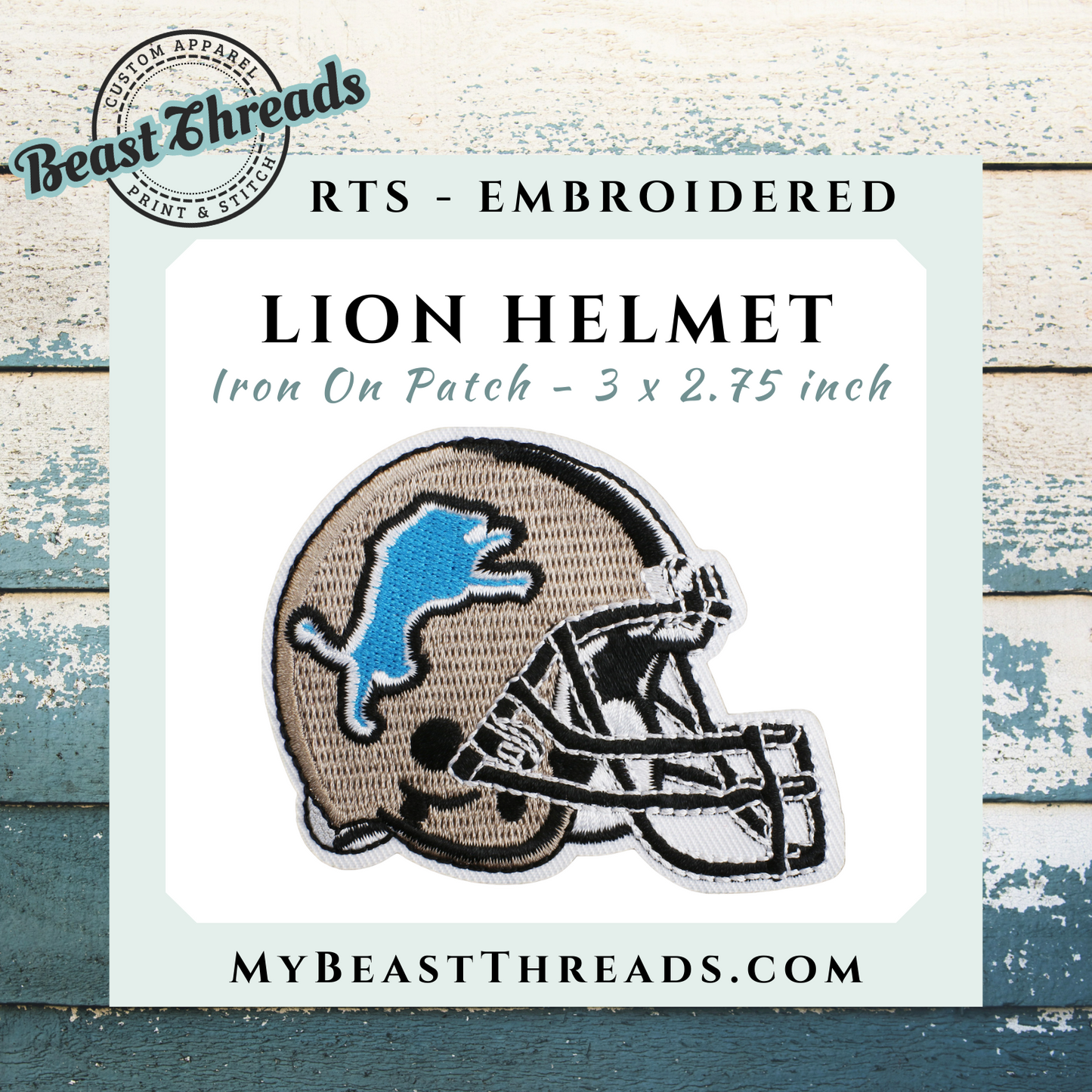 Lion Helmet Embroidered Patch- RTS