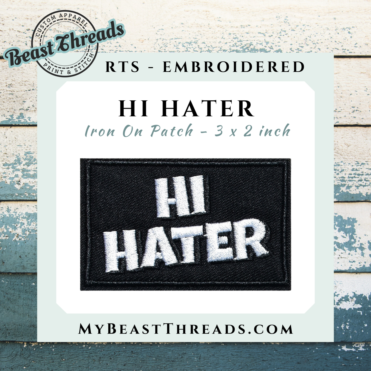 Hi Hater Embroidered Patch- RTS