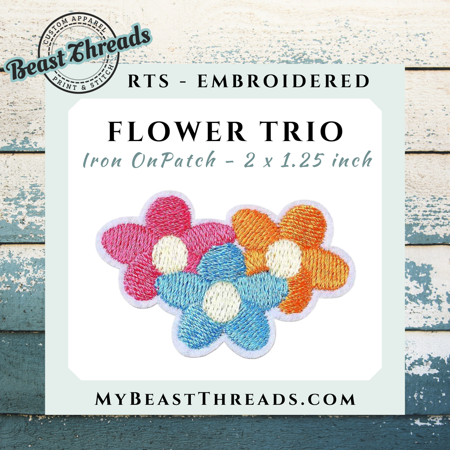 Flower Trio Embroidered Patch - RTS