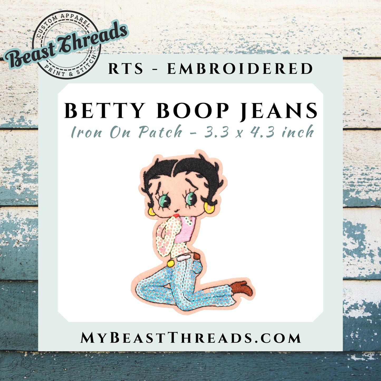 Betty Boop Jeans Embroidered Patch- RTS