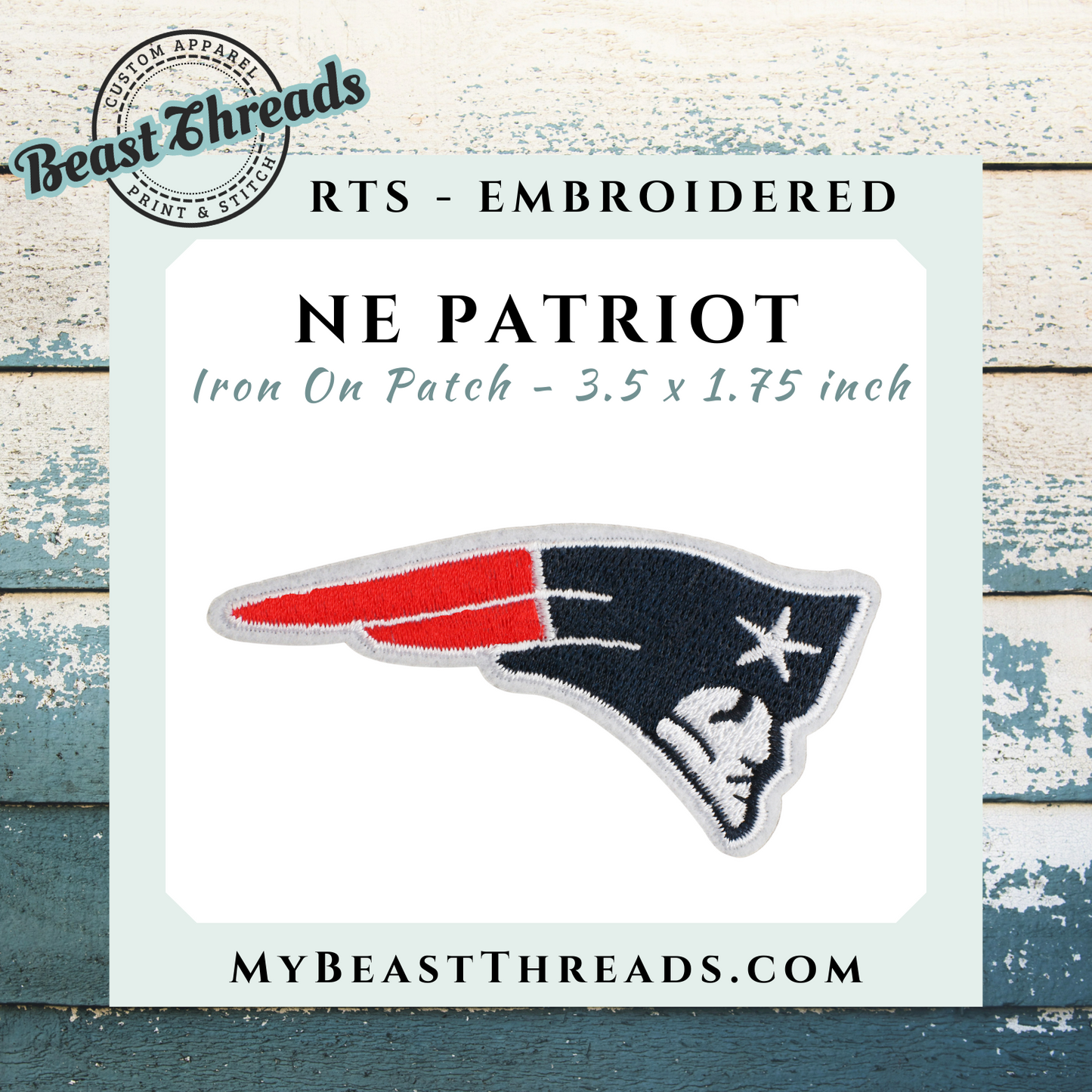 NE Patriots Embroidered Patch- RTS