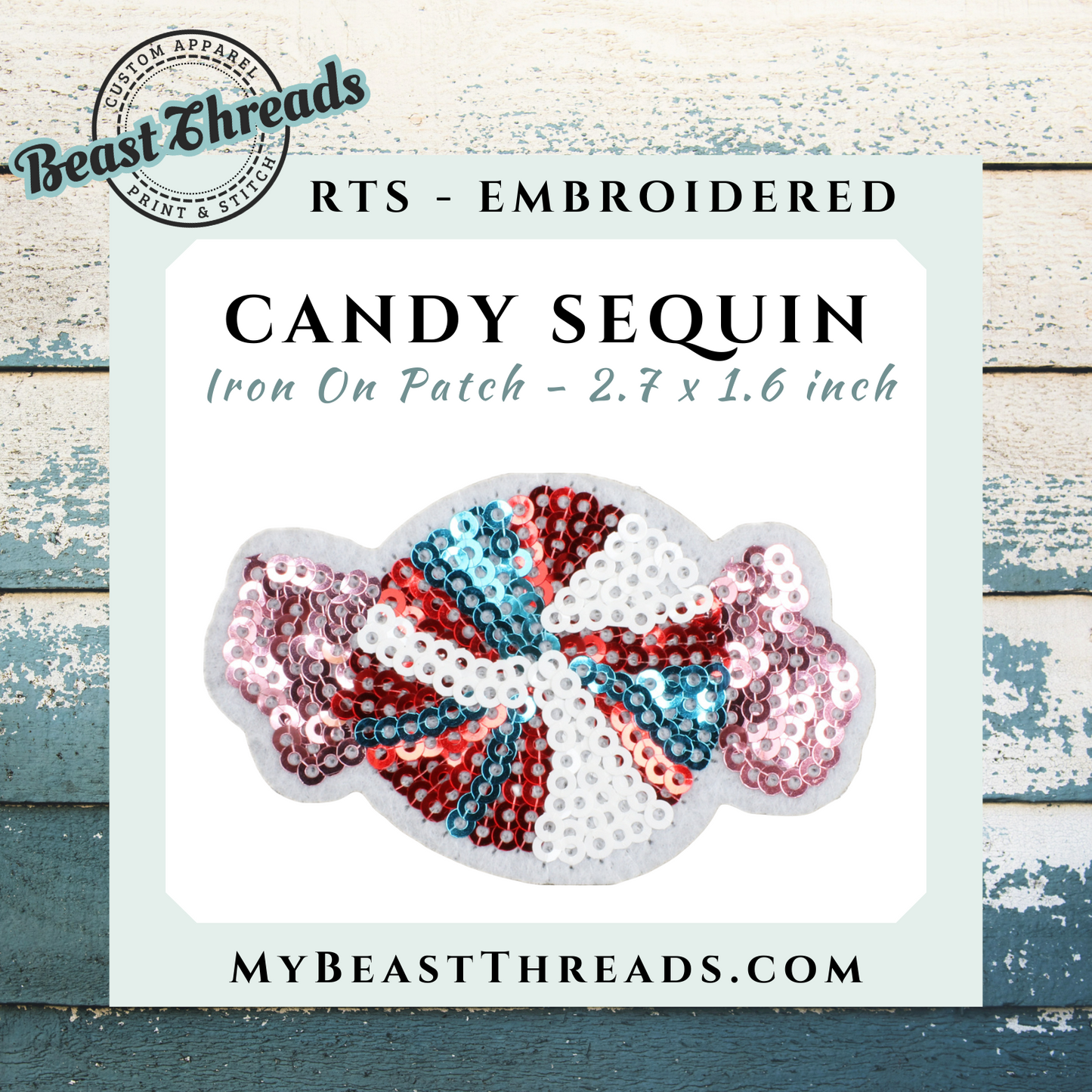 Candy Sequin Embroidered Patch- RTS
