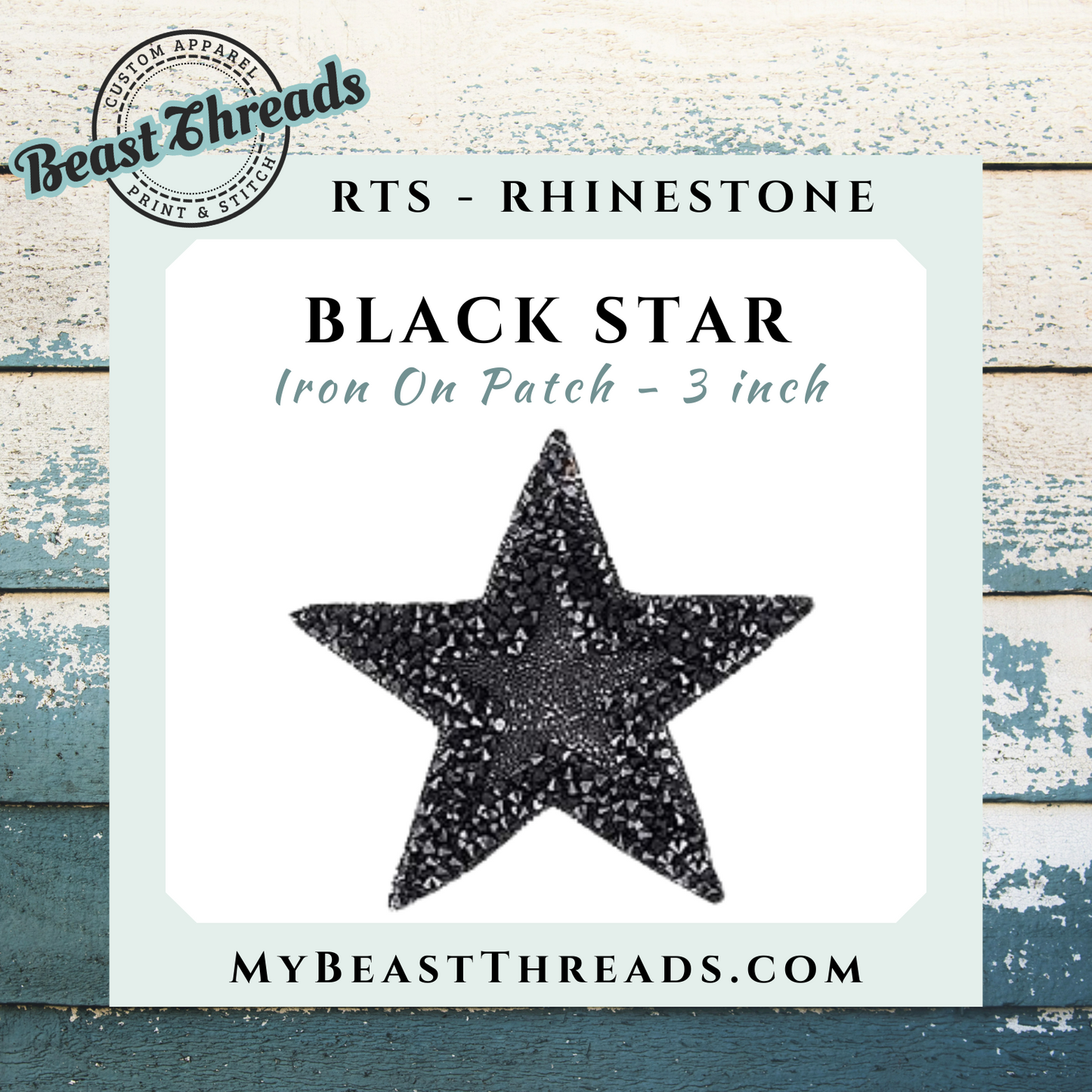 Black Star Rhinestone Patch- RTS