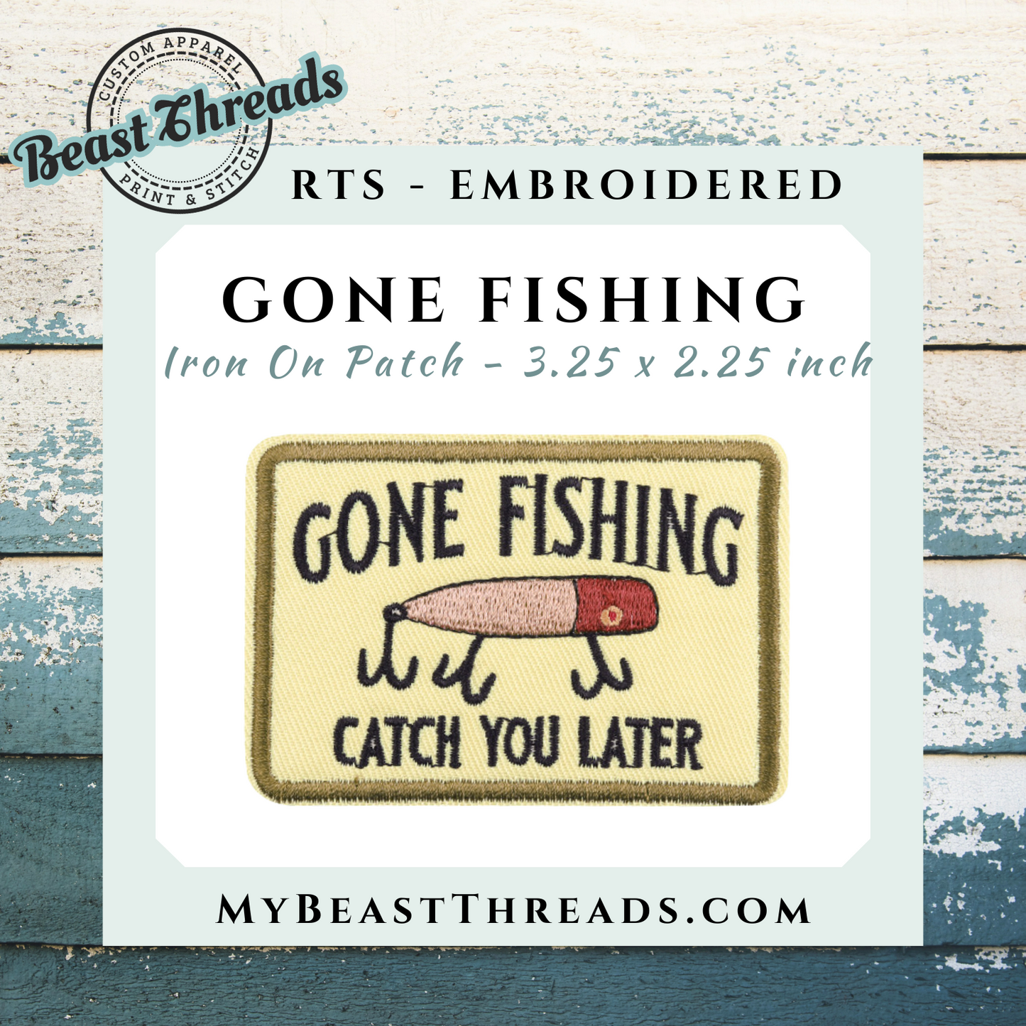 Gone Fishing Embroidered Patch- RTS