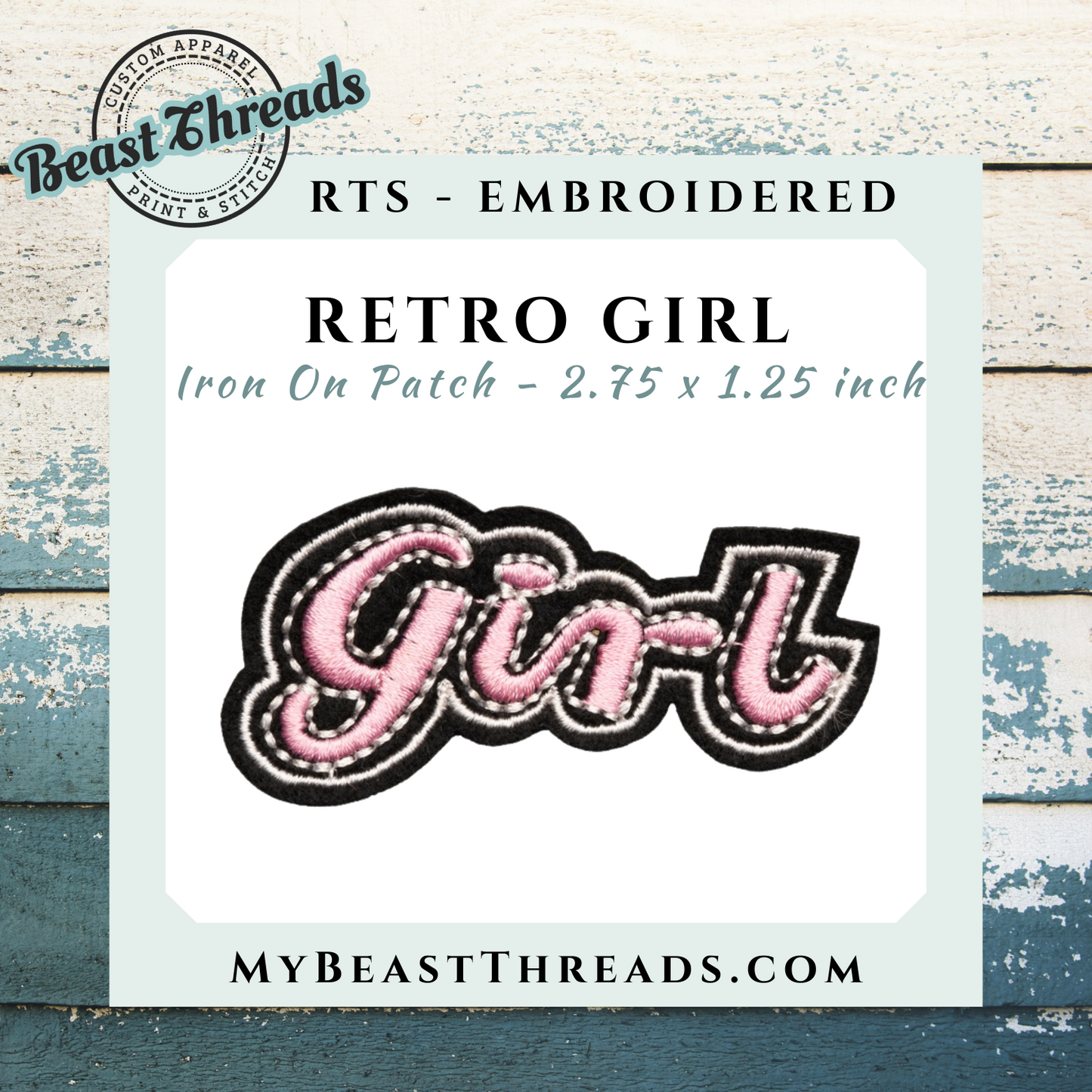 Retro Girl Embroidered Patch- RTS