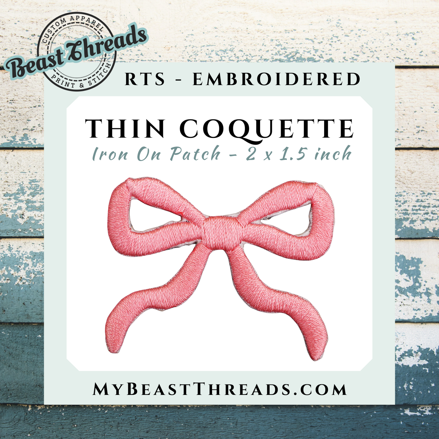 Thin Coquette Bow Embroidered Patch- RTS