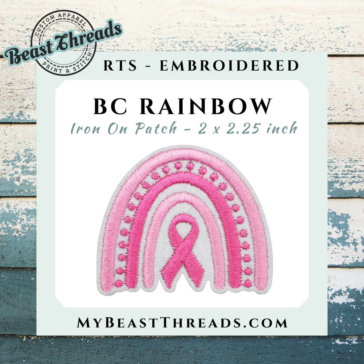 BC Rainbow Embroidered Patch- RTS