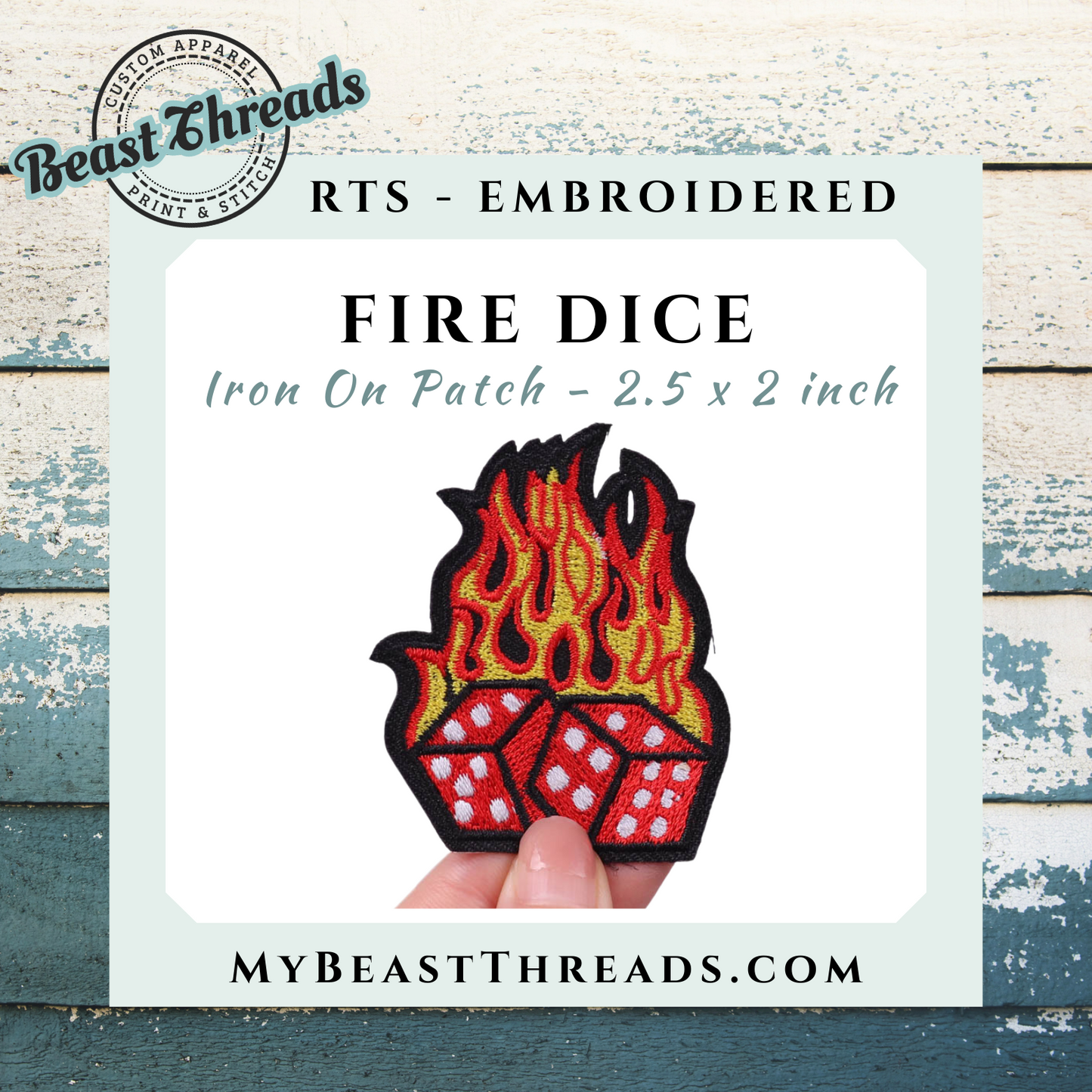 Fire Dice Embroidered Patch- RTS