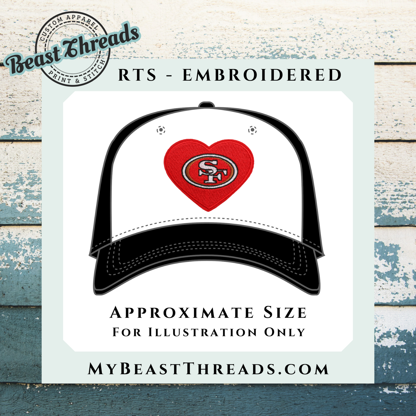 49ers Heart Embroidered Patch- RTS