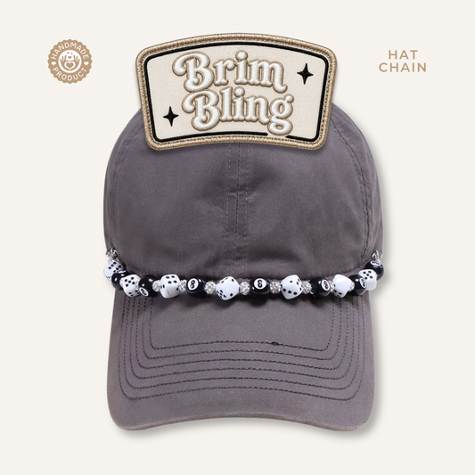 White Dice & 8 Ball - 11 Inch Hat Chain