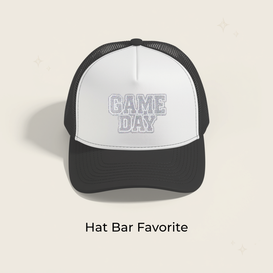 Game Day Silver Block Glitter Embroidered Patch