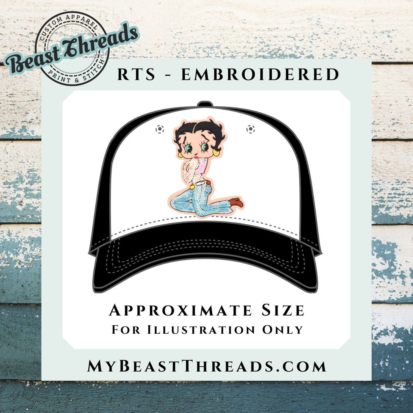 Betty Boop Jeans Embroidered Patch- RTS