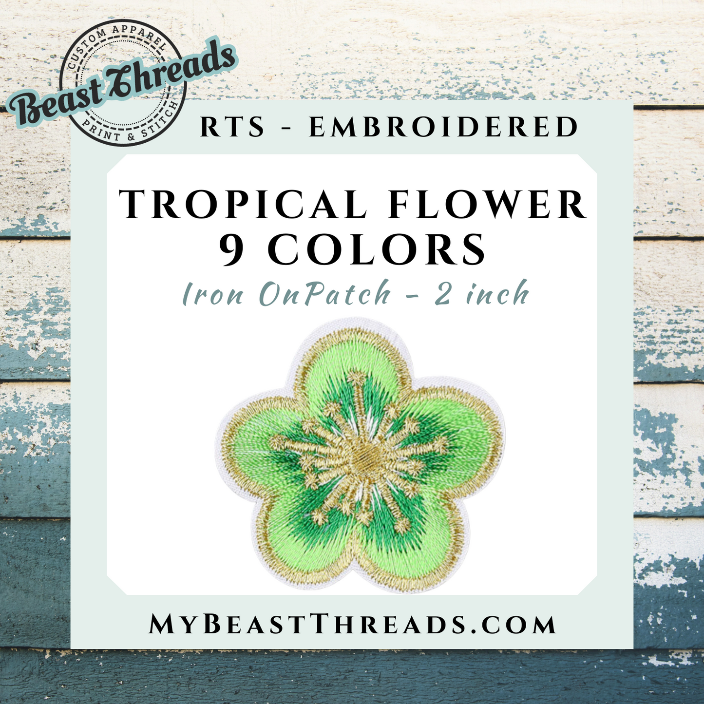 Tropical Flower Embroidered Patch- RTS