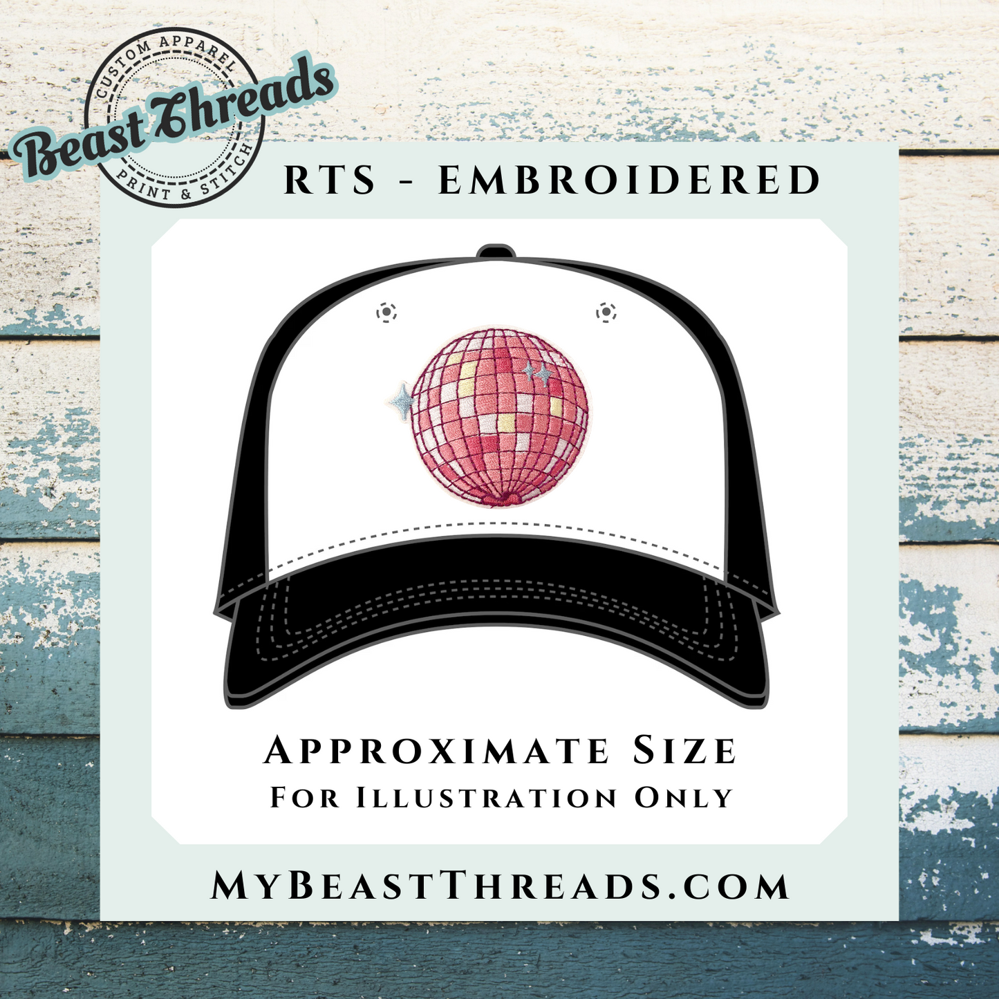 Pink Disco Ball Embroidered Patch- RTS