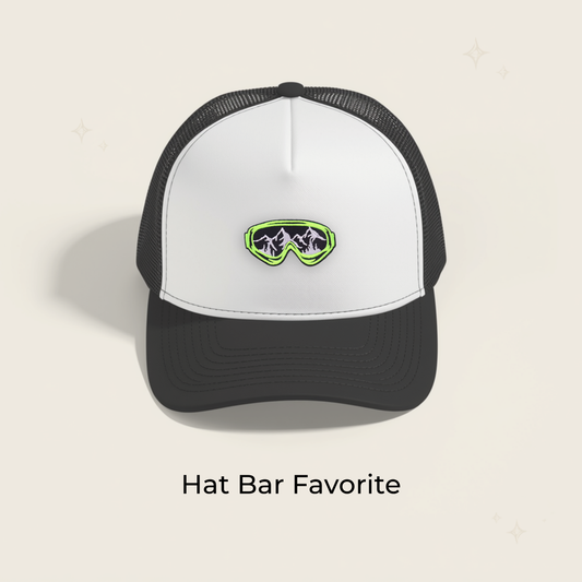 Lime Green Mountain Ski Goggles Embroidered Patch