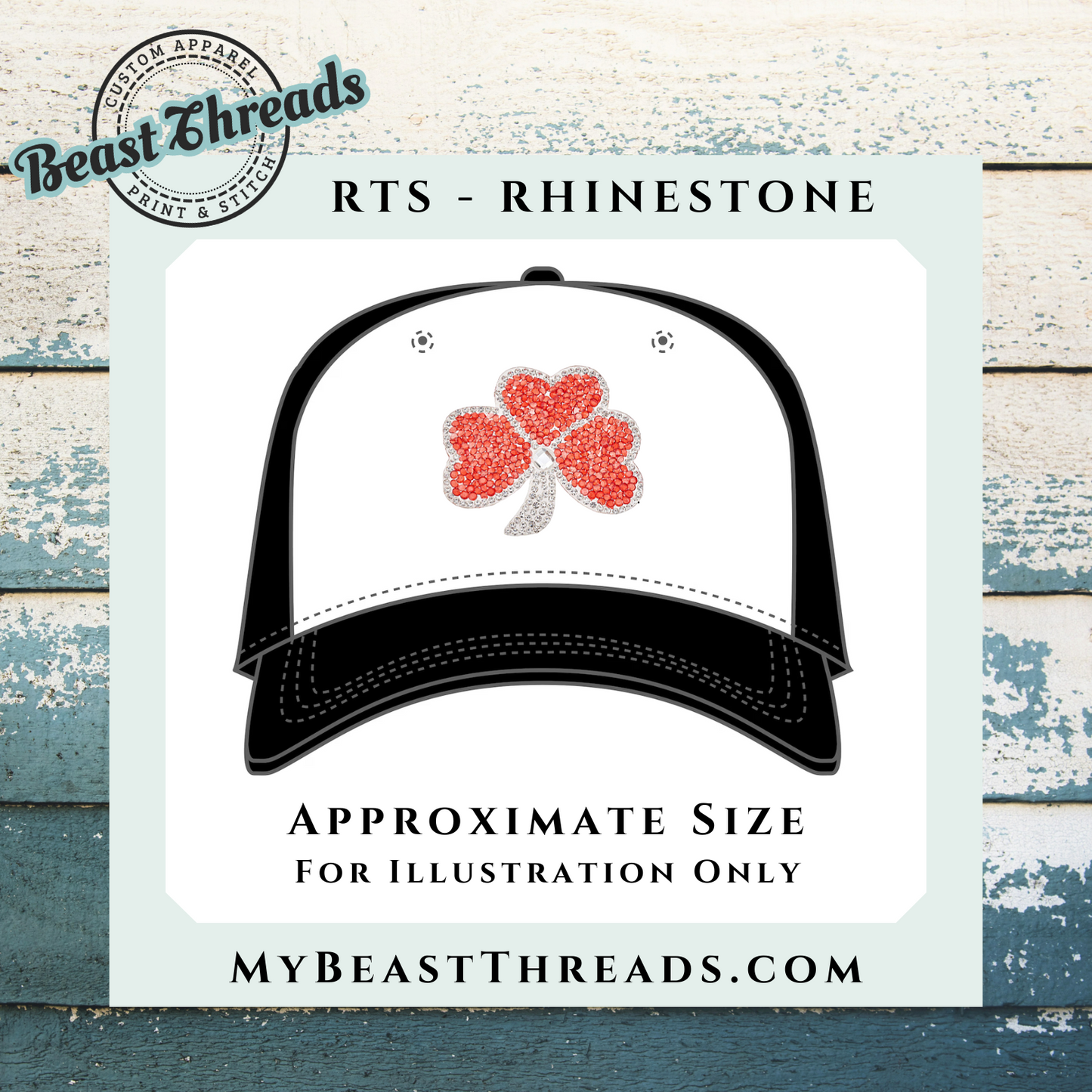 Coral Clover Rhinestone Patch- RTS