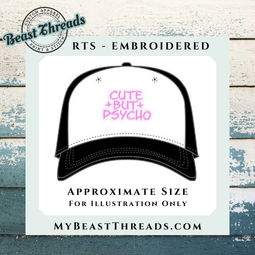 Cute Psycho Pink Embroidered Patch - RTS