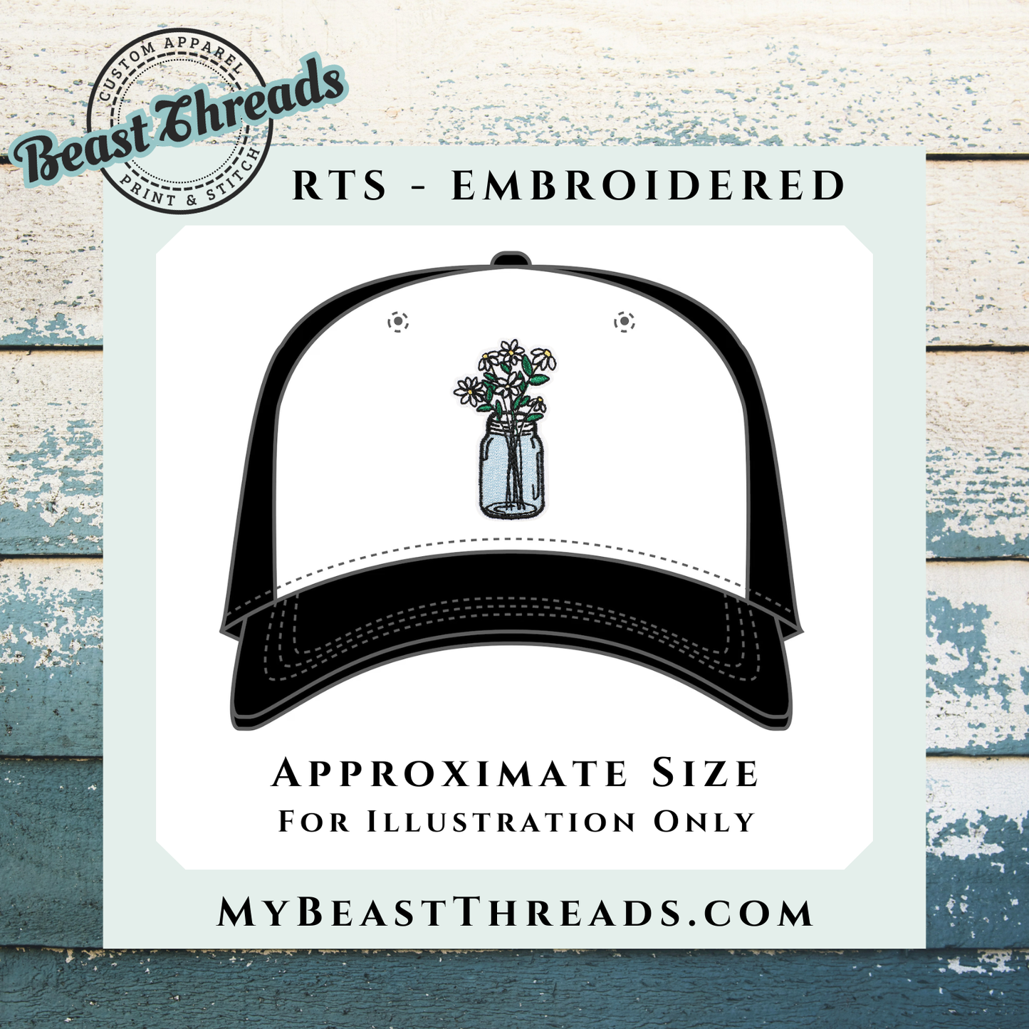 Daisy Vase Embroidered Patch- RTS