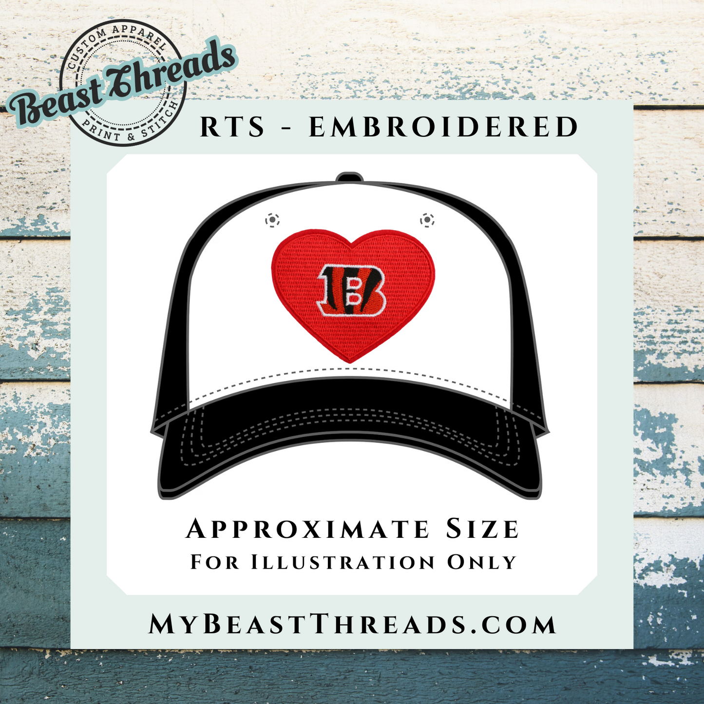 Bengals Heart Embroidered Patch- RTS