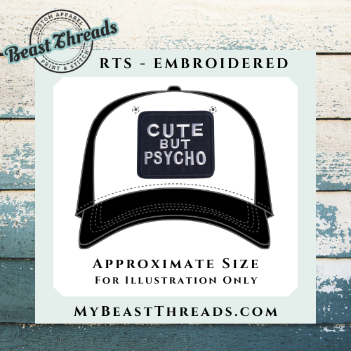 Cute Psycho B&W Embroidered Patch - RTS