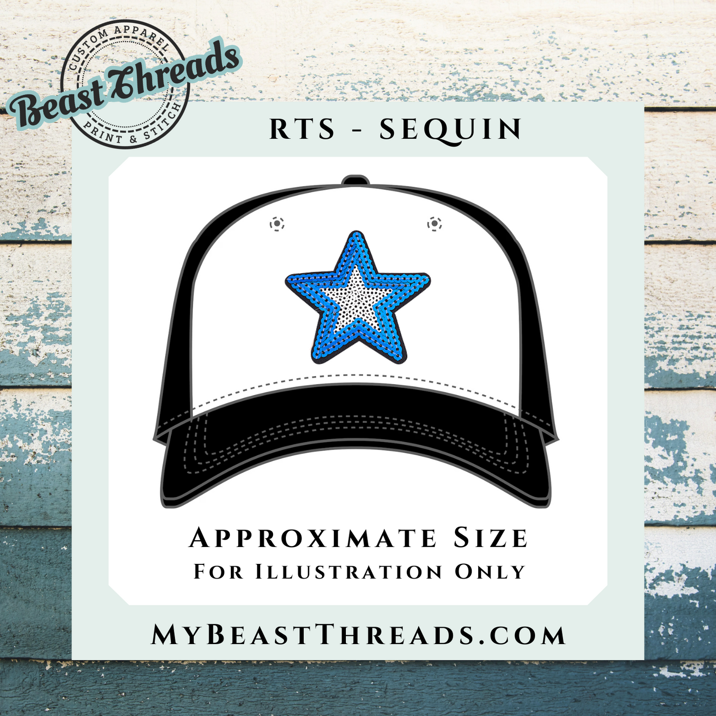 Blue/White Star Sequin Patch- RTS