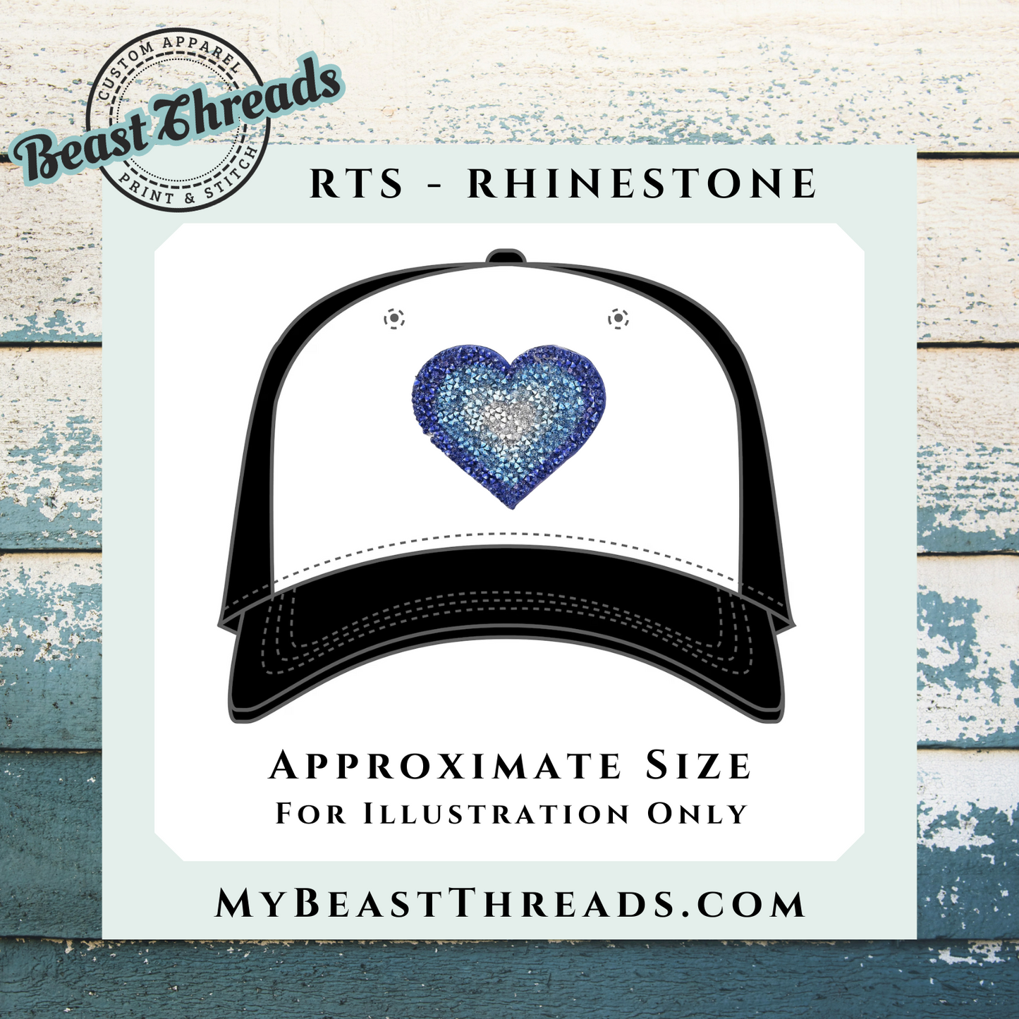 Blue Heart Rhinestone Patch- RTS