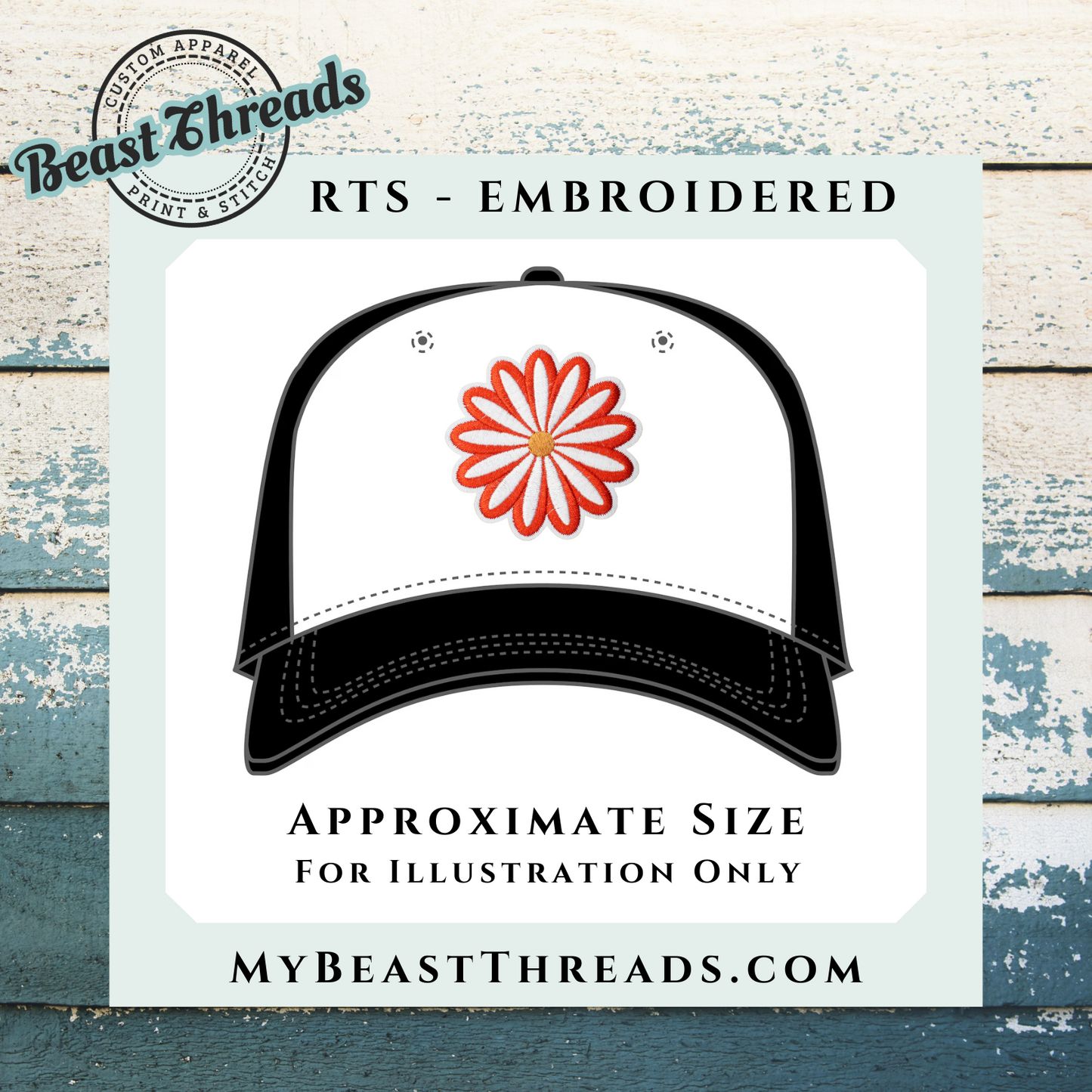 Daisy Outline Embroidered Patch- RTS