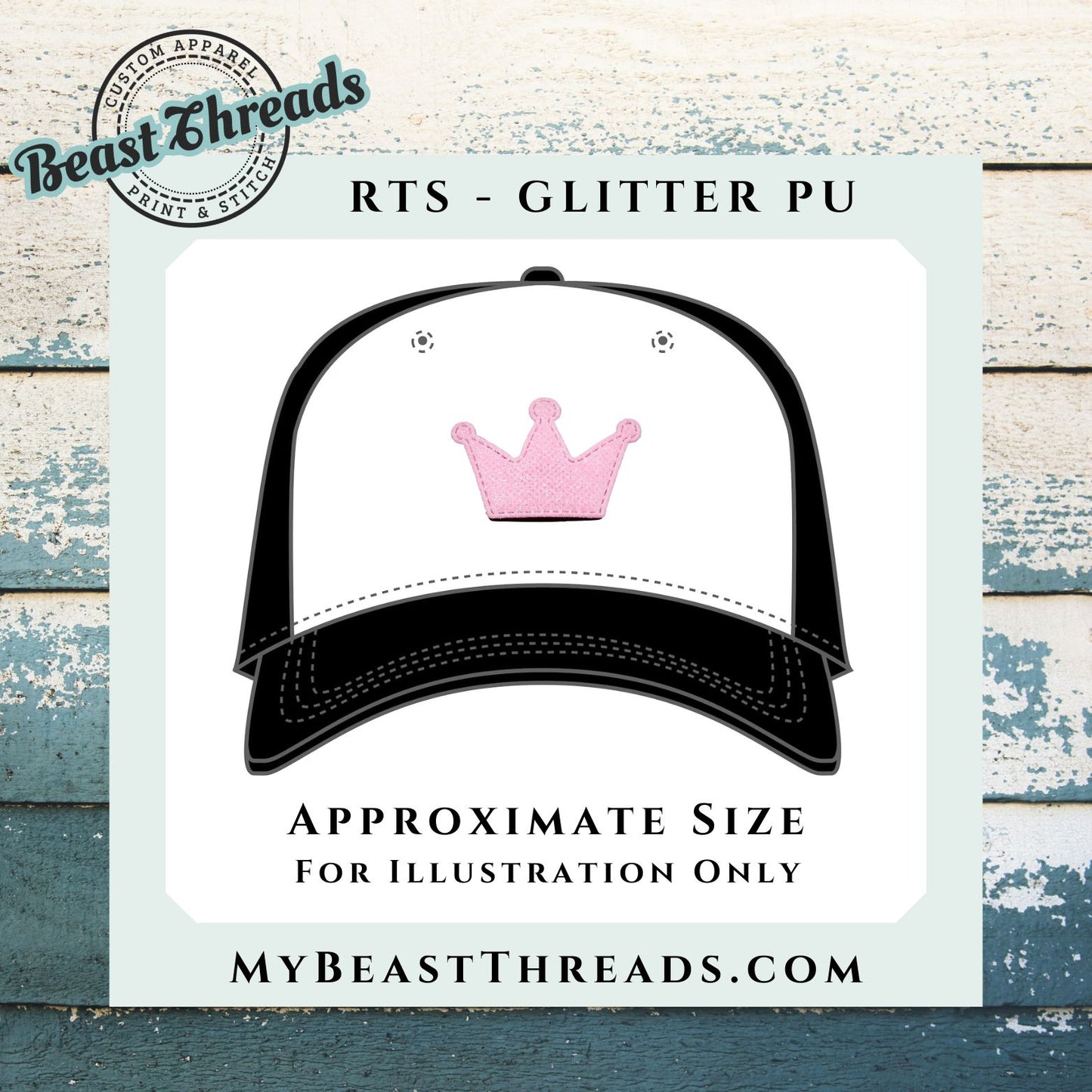 $5FBF DEAL - Pink Glitter Crown GLUE ON Patch 50 pc Bag - RTS
