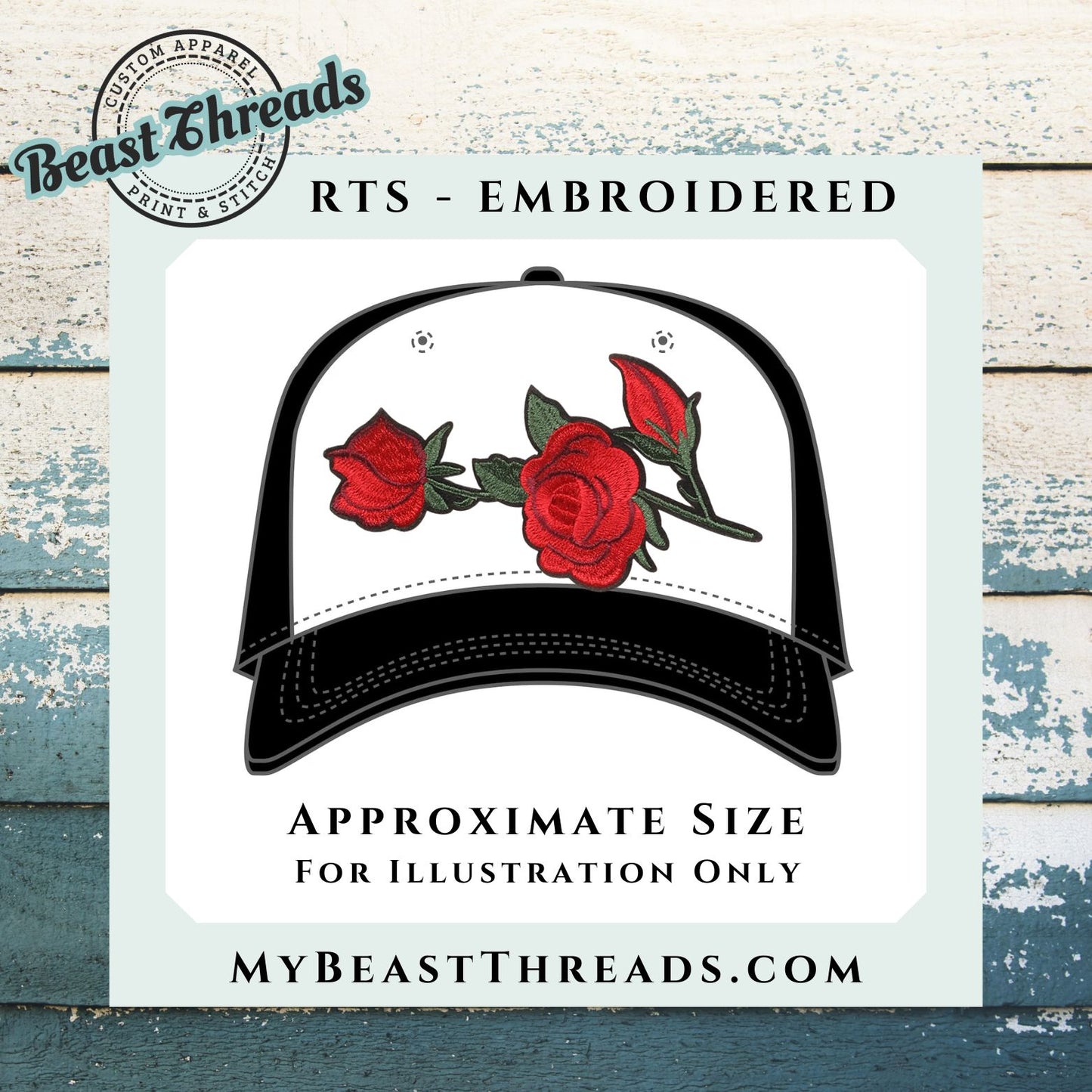 Red Rose Swag Embroidered Patch- RTS