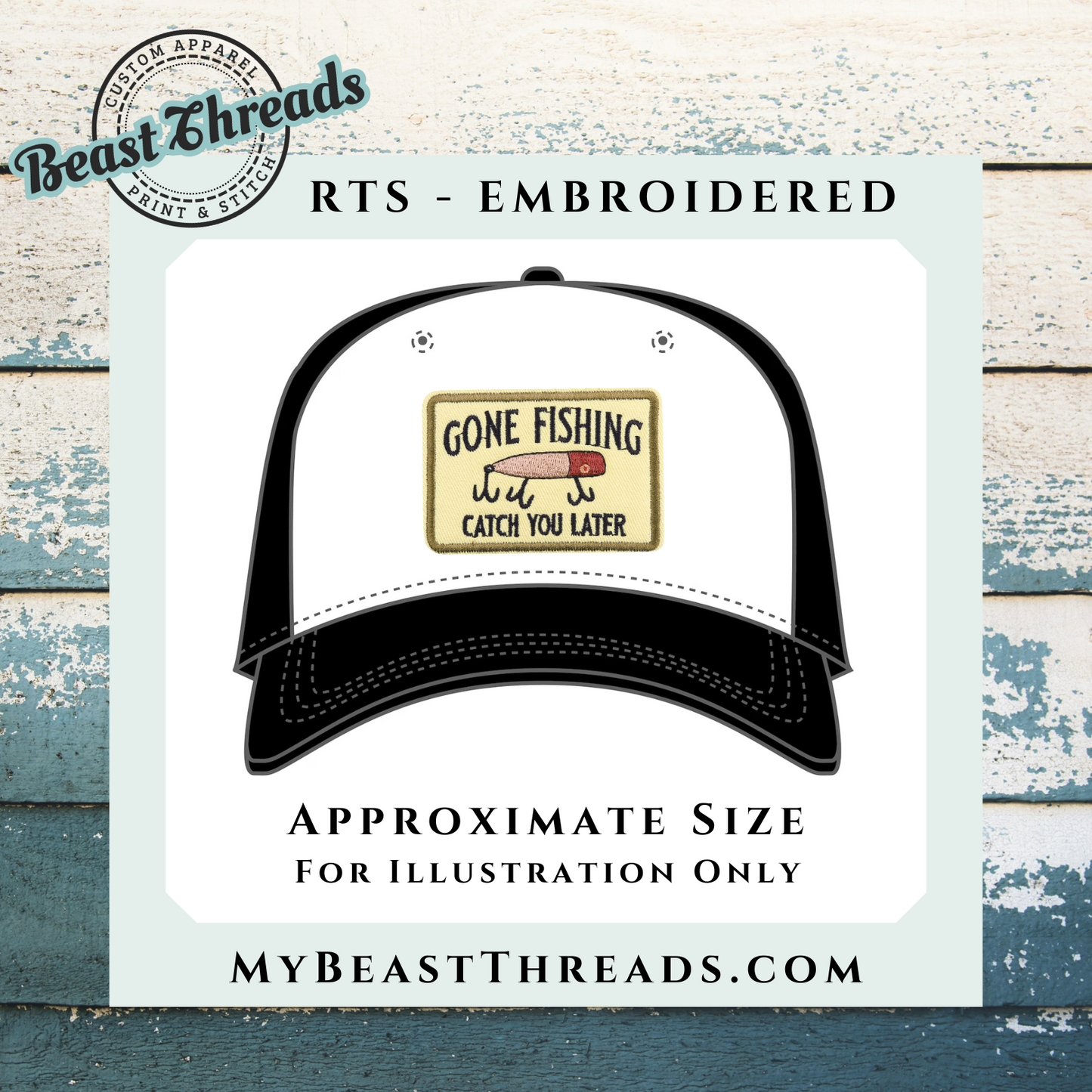 Gone Fishing Embroidered Patch- RTS