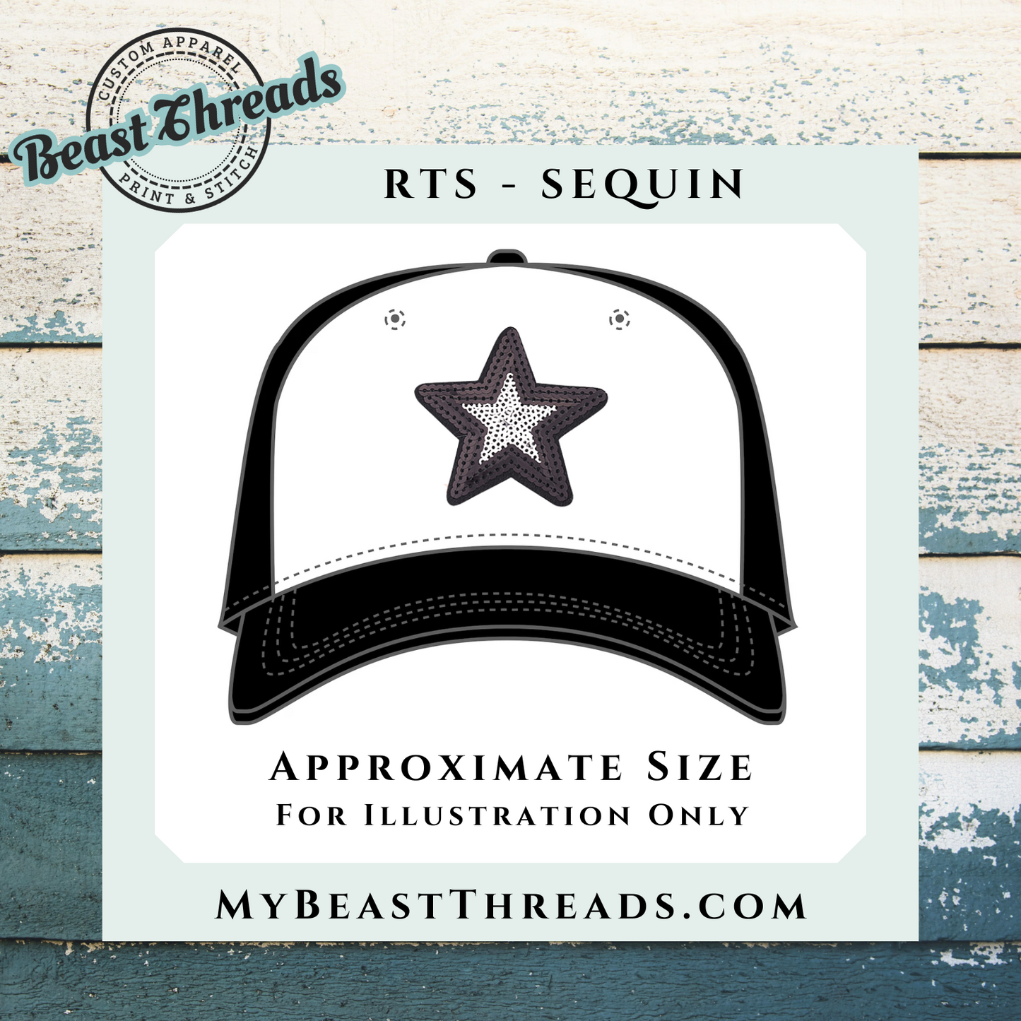 Black/White Star Sequin Patch- RTS