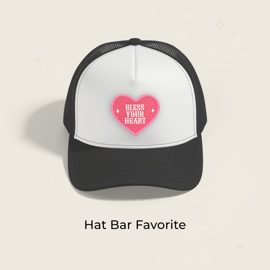Bless Your Heart Pink Embroidered Patch