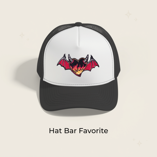 Flaming Bat Heart Embroidered Patch - RTS