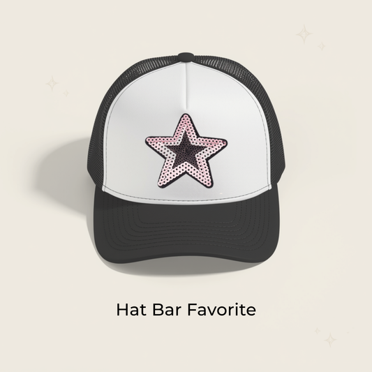 Pink/Black Star Sequin Patch- RTS
