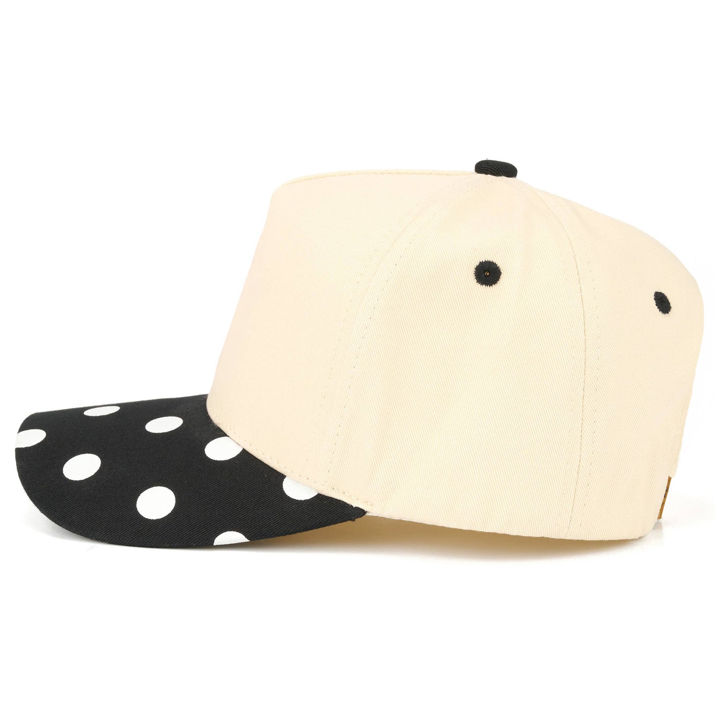 C.C Big Polka Dot Pattern Print Brim Two Tone Trucker Hat - Black