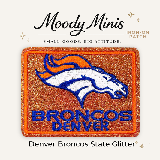 Denver Broncos State Glitter Embroidered Patch