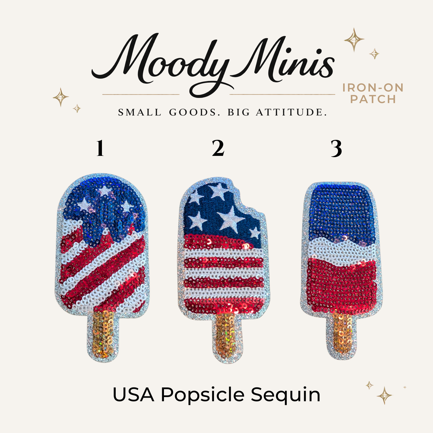 USA Popsicle Sequin Embroidered Patch