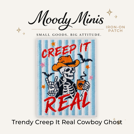 Trendy Creep It Real Cowboy Ghost Embroidered Patch