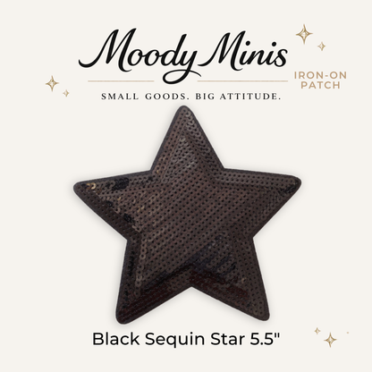 Black Sequin Star 5.5" Embroidered Patch