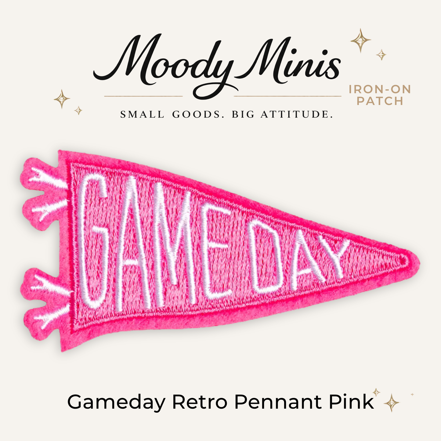 Gameday Retro Pennant Pink Embroidered Patch