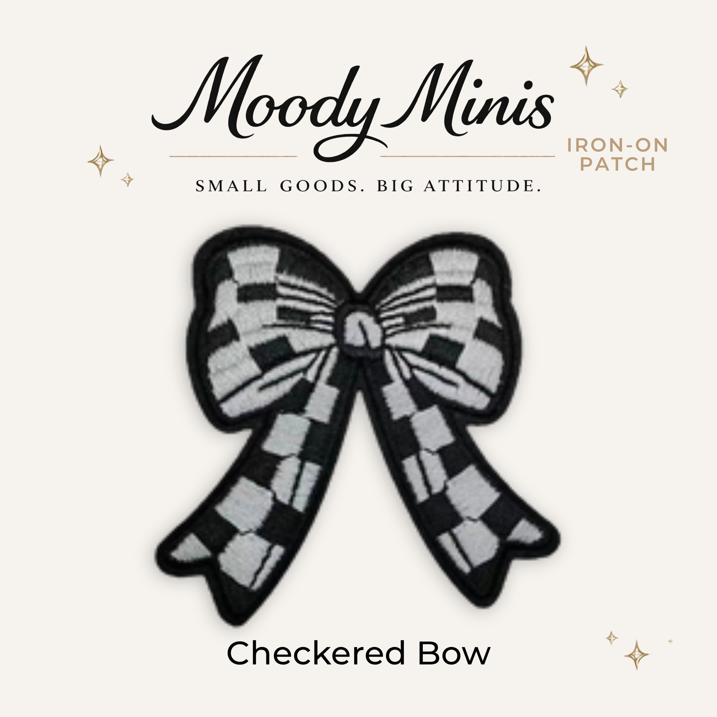 Checkered Bow Embroidered Patch - RTS