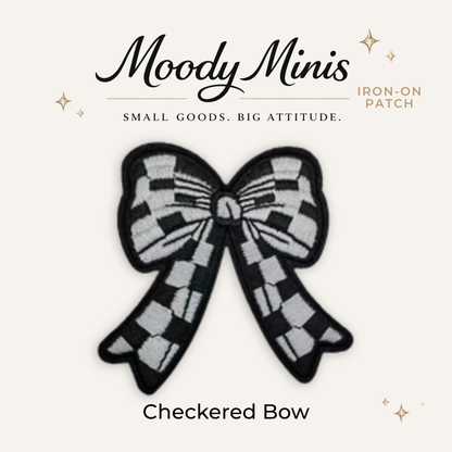 Checkered Bow Embroidered Patch - RTS
