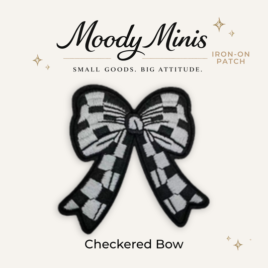 Checkered Bow Embroidered Patch - RTS