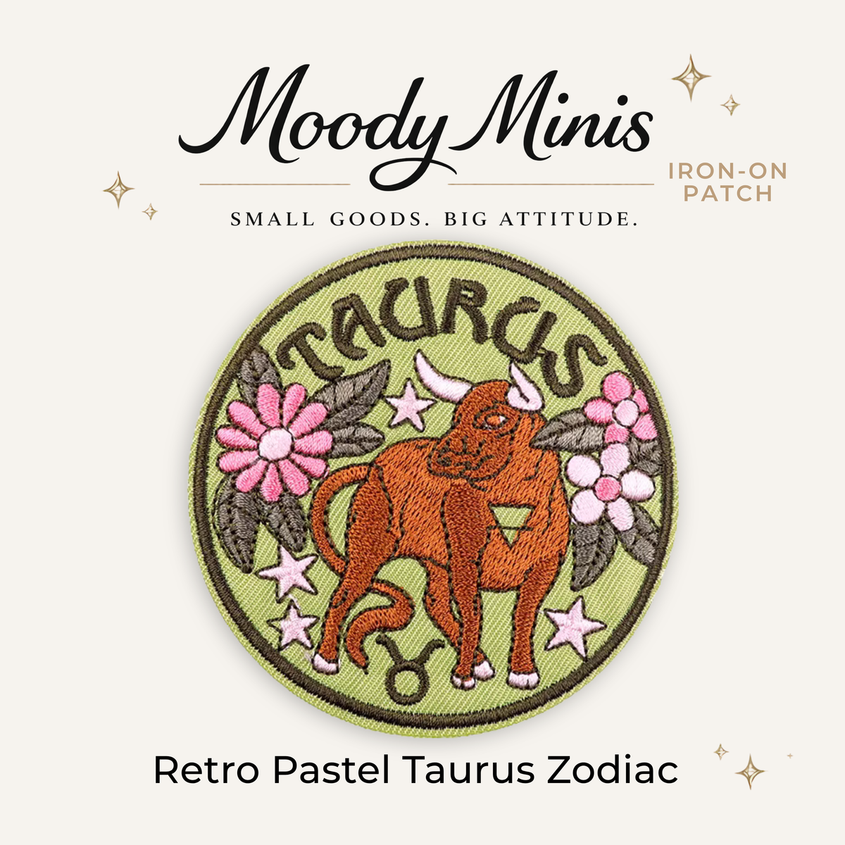 Retro Pastel Taurus Zodiac Embroidered Patch