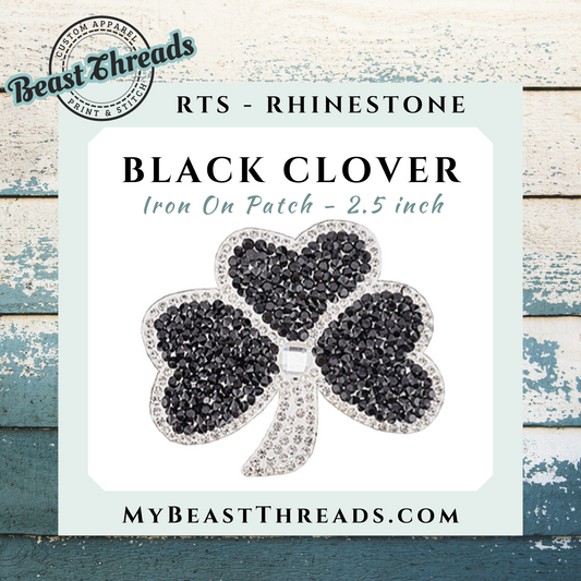 Black Clover Rhinestone Patch- RTS