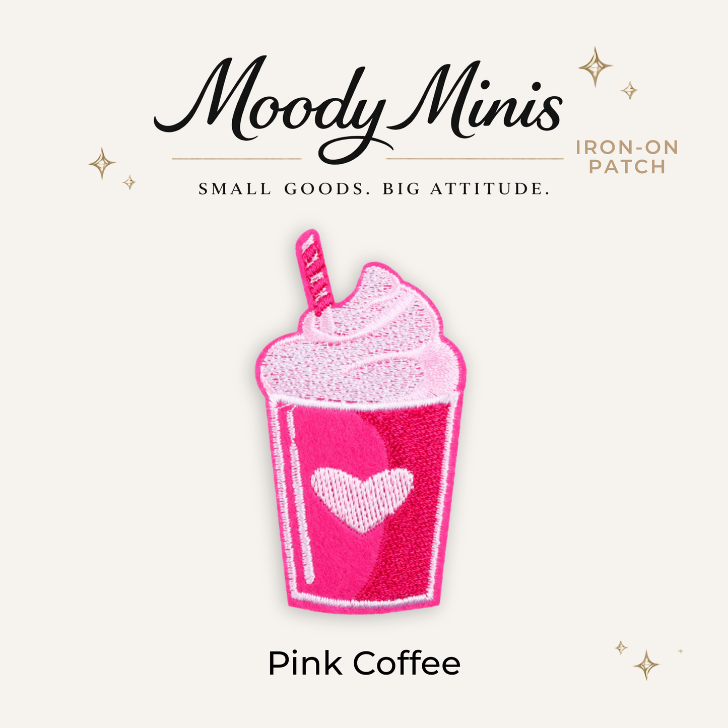 Pink Coffee Embroidered Patch