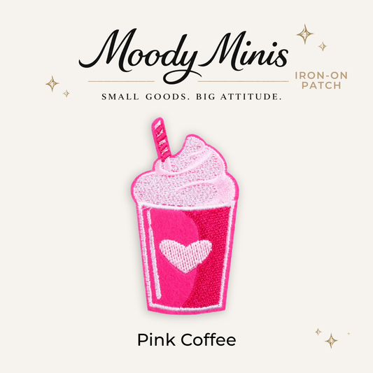 Pink Coffee Embroidered Patch