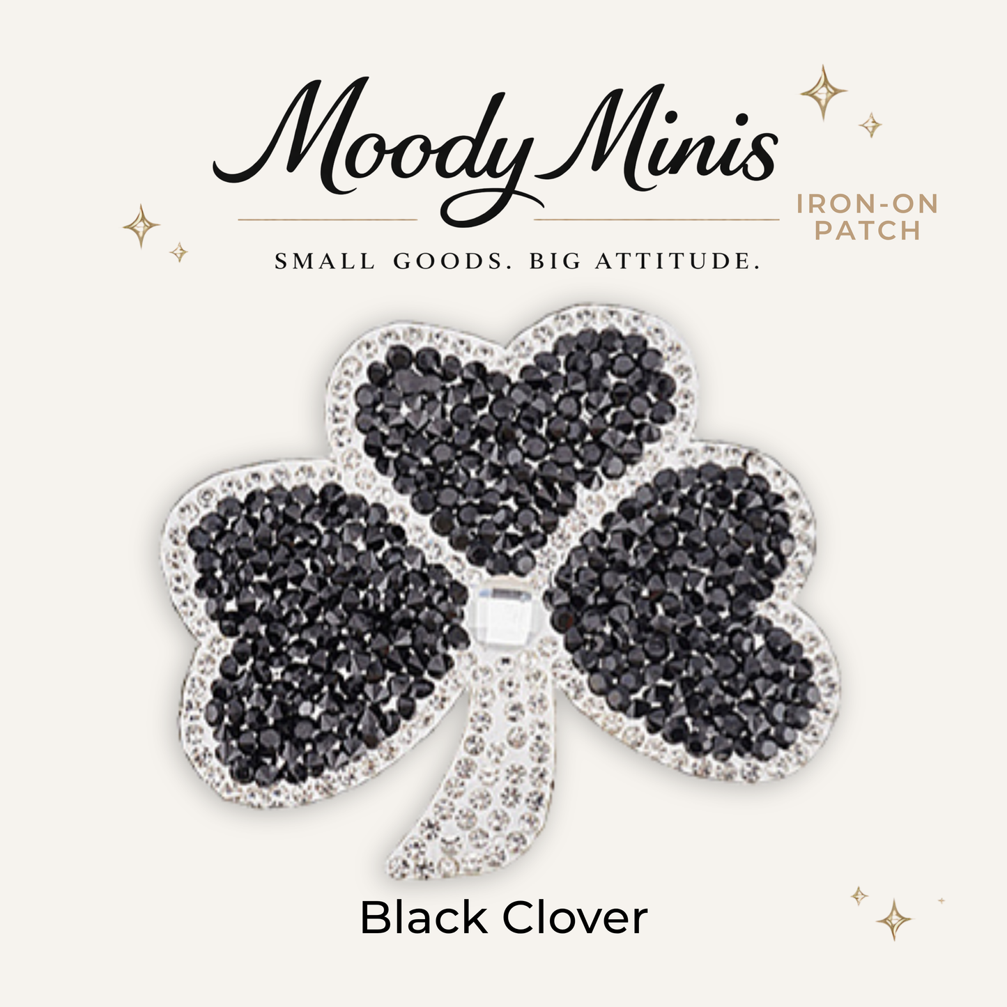 Black Clover Rhinestone Patch- RTS